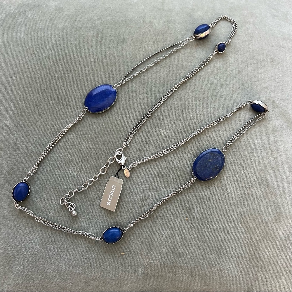 Chico’s Salena Lapis Lazuli Long Stone Necklace